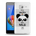 Полупрозрачный дизайнерский пластиковый чехол для Huawei Honor 3 Прозрачные панды - смайлики