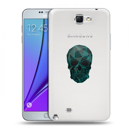 Полупрозрачный дизайнерский пластиковый чехол для Samsung Galaxy Note 2 Прозрачные черепа 2