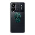 Полупрозрачный дизайнерский силиконовый чехол для Xiaomi Poco C65 Прозрачные черепа 2