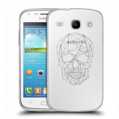 Полупрозрачный дизайнерский пластиковый чехол для Samsung Galaxy Core Прозрачные черепа 2
