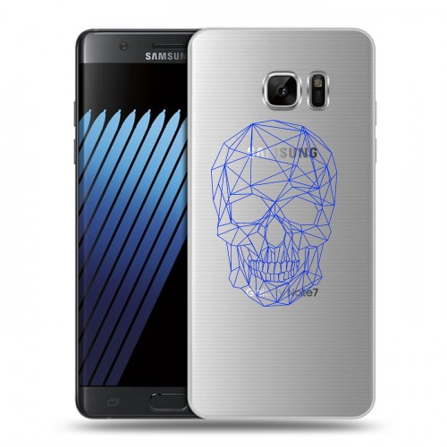 Полупрозрачный дизайнерский пластиковый чехол для Samsung Galaxy Note 7 Прозрачные черепа 2