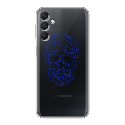 Полупрозрачный дизайнерский силиконовый с усиленными углами чехол для Samsung Galaxy A24 4G Прозрачные черепа 2