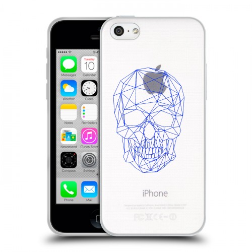 Полупрозрачный дизайнерский пластиковый чехол для Iphone 5c Прозрачные черепа 2