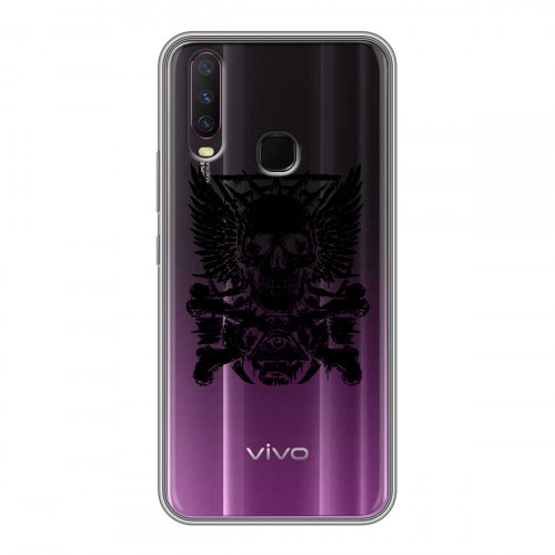 Полупрозрачный дизайнерский силиконовый чехол для Vivo Y17 прозрачные черепа