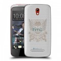 Полупрозрачный дизайнерский пластиковый чехол для HTC Desire 500 прозрачные черепа