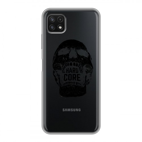 Полупрозрачный дизайнерский силиконовый с усиленными углами чехол для Samsung Galaxy A22s 5G прозрачные черепа 