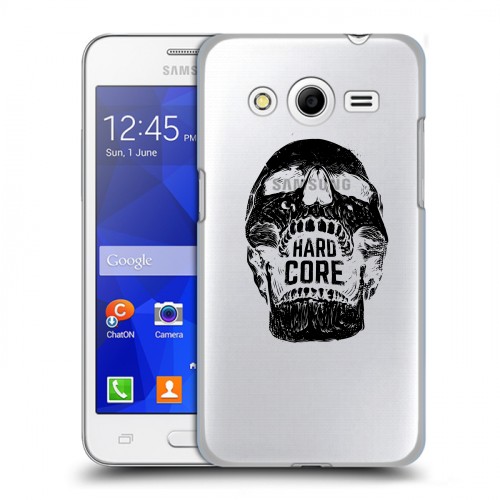 Полупрозрачный дизайнерский пластиковый чехол для Samsung Galaxy Core 2 прозрачные черепа 