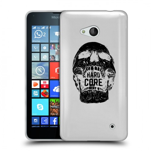 Полупрозрачный дизайнерский пластиковый чехол для Microsoft Lumia 640 прозрачные черепа 