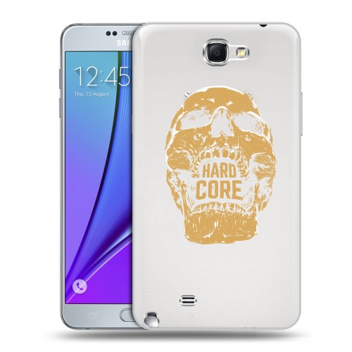 Полупрозрачный дизайнерский пластиковый чехол для Samsung Galaxy Note 2 прозрачные черепа