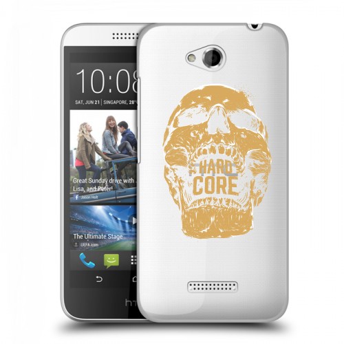 Полупрозрачный дизайнерский пластиковый чехол для HTC Desire 616 прозрачные черепа