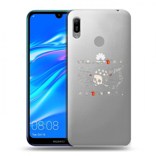 Полупрозрачный дизайнерский пластиковый чехол для Huawei Y6 (2019) прозрачные черепа 4