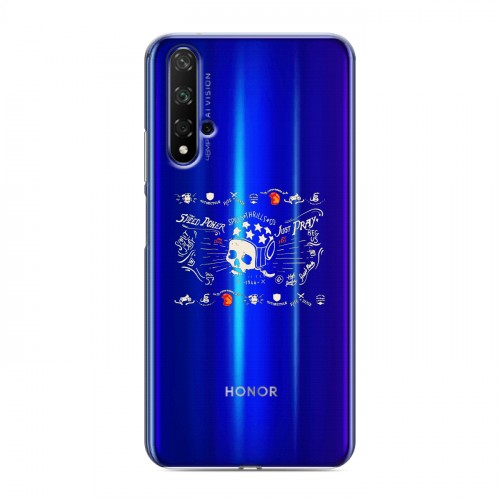 Полупрозрачный дизайнерский пластиковый чехол для Huawei Honor 20 прозрачные черепа 4