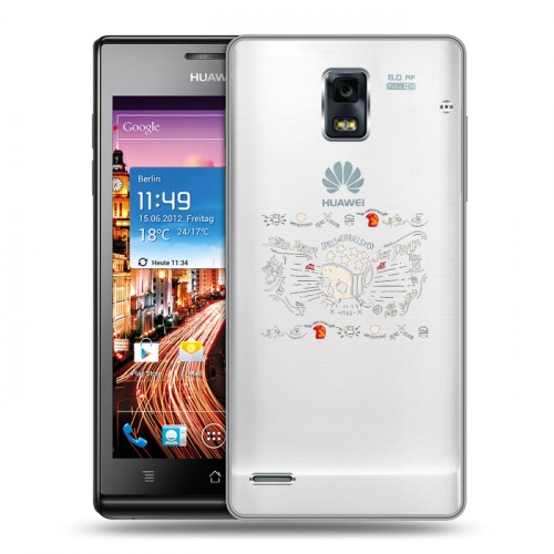 Полупрозрачный дизайнерский пластиковый чехол для Huawei Ascend P1 прозрачные черепа 4