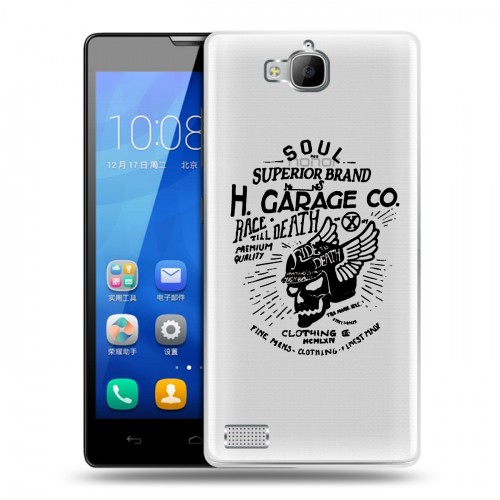 Полупрозрачный дизайнерский пластиковый чехол для Huawei Honor 3c прозрачные черепа 4