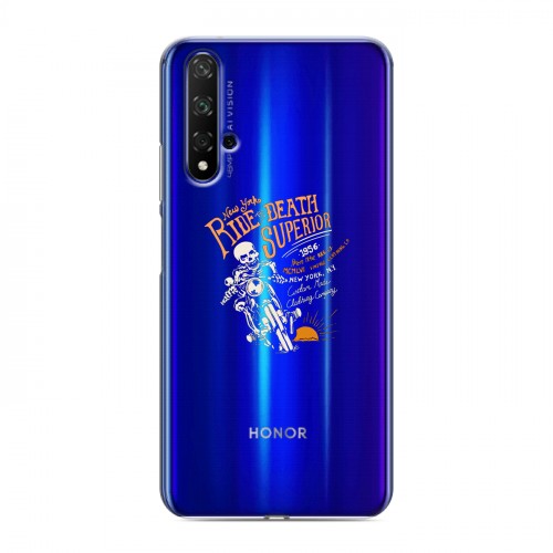 Полупрозрачный дизайнерский пластиковый чехол для Huawei Honor 20 прозрачные черепа 4