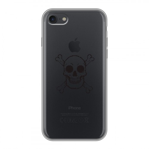 Полупрозрачный дизайнерский силиконовый с усиленными углами чехол для Iphone 7 прозрачные черепа 4
