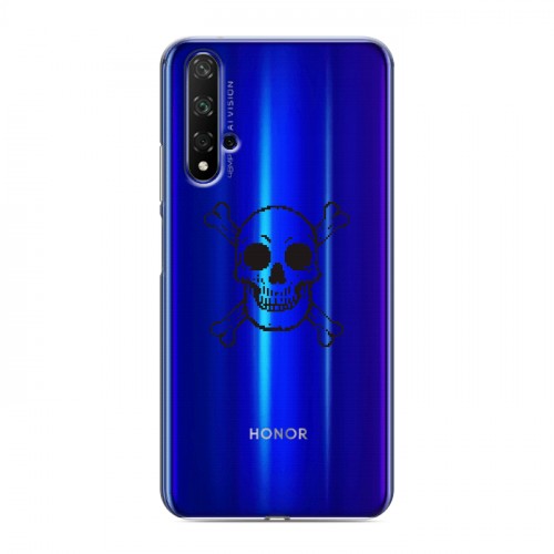 Полупрозрачный дизайнерский пластиковый чехол для Huawei Honor 20 прозрачные черепа 4