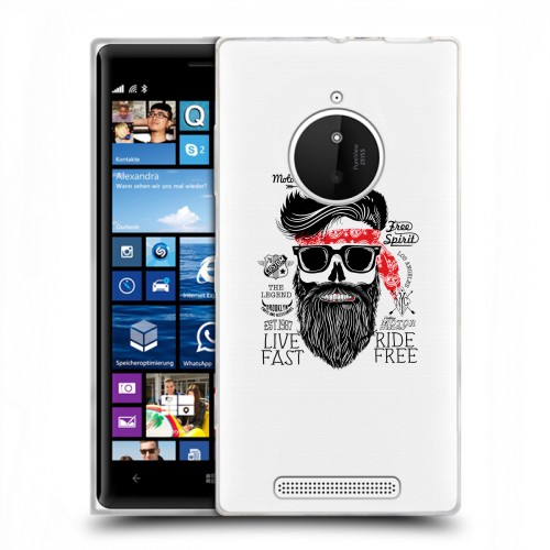 Полупрозрачный дизайнерский пластиковый чехол для Nokia Lumia 830 прозрачные черепа 