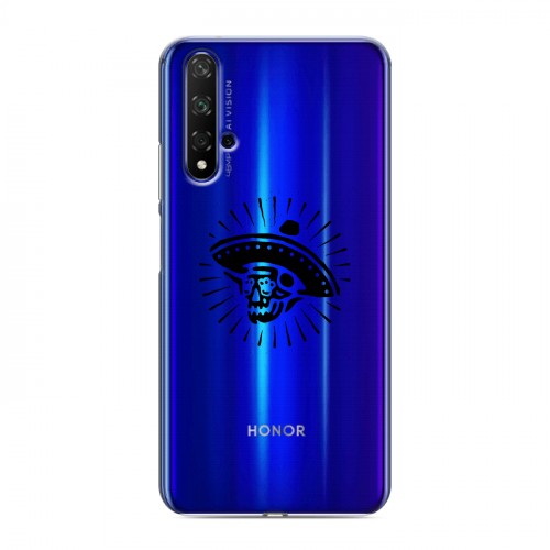 Полупрозрачный дизайнерский пластиковый чехол для Huawei Honor 20 прозрачные черепа 