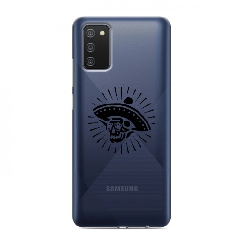 Полупрозрачный дизайнерский пластиковый чехол для Samsung Galaxy A02s прозрачные черепа 