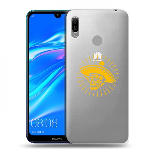 Полупрозрачный дизайнерский пластиковый чехол для Huawei Y6 (2019) прозрачные черепа 