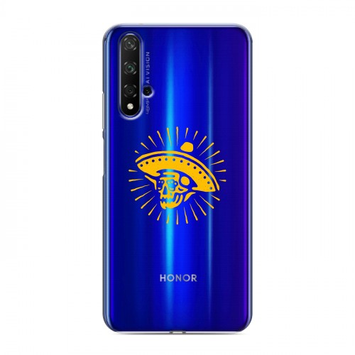 Полупрозрачный дизайнерский пластиковый чехол для Huawei Honor 20 прозрачные черепа 