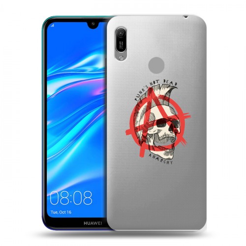 Полупрозрачный дизайнерский пластиковый чехол для Huawei Y6 (2019) прозрачные черепа