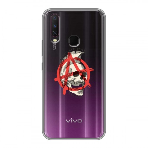 Полупрозрачный дизайнерский силиконовый чехол для Vivo Y17 прозрачные черепа