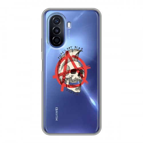 Полупрозрачный дизайнерский пластиковый чехол для Huawei Nova Y70 прозрачные черепа