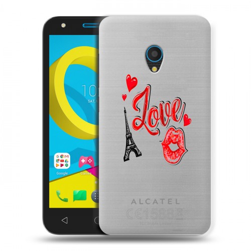 Полупрозрачный дизайнерский пластиковый чехол для Alcatel U5 Прозрачные париж