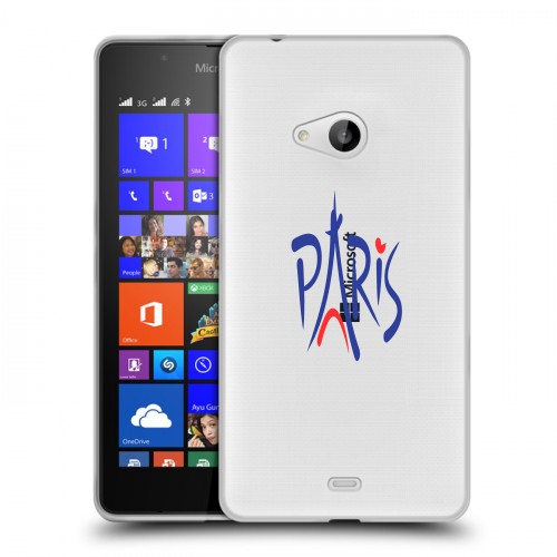 Полупрозрачный дизайнерский пластиковый чехол для Microsoft Lumia 540 Прозрачные париж