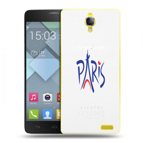 Полупрозрачный дизайнерский пластиковый чехол для Alcatel One Touch Idol X Прозрачные париж