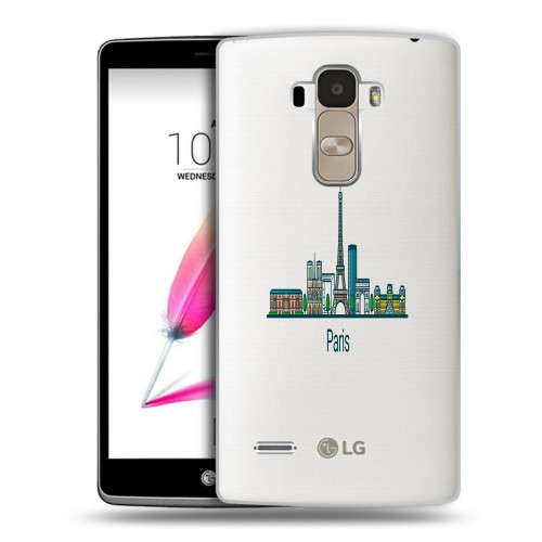 Полупрозрачный дизайнерский силиконовый чехол для LG G4 Stylus Прозрачные париж