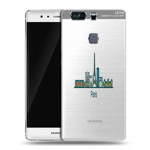 Полупрозрачный дизайнерский пластиковый чехол для Huawei P9 Plus Прозрачные париж