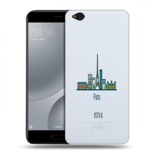 Полупрозрачный дизайнерский пластиковый чехол для Xiaomi Mi5C Прозрачные париж