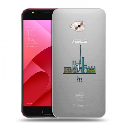 Полупрозрачный дизайнерский пластиковый чехол для ASUS ZenFone 4 Selfie Pro Прозрачные париж