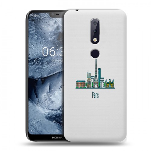 Полупрозрачный дизайнерский пластиковый чехол для Nokia 6.1 Plus Прозрачные париж