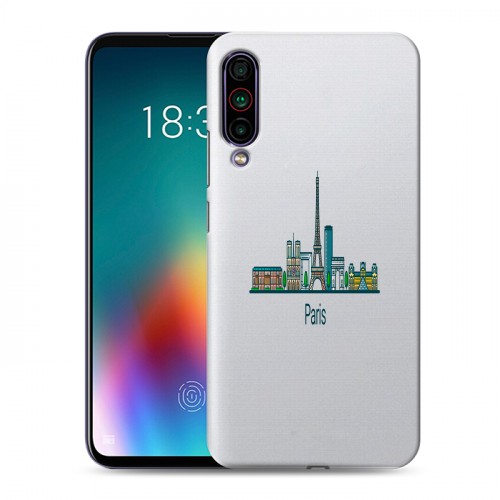 Полупрозрачный дизайнерский силиконовый чехол для Meizu 16T Прозрачные париж