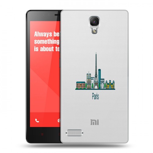 Полупрозрачный дизайнерский силиконовый чехол для Xiaomi RedMi Note Прозрачные париж