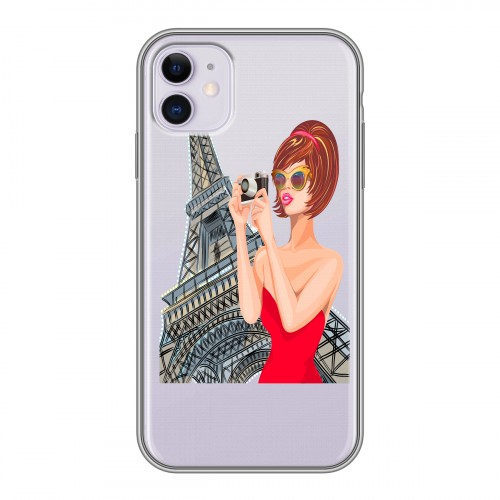 Полупрозрачный дизайнерский пластиковый чехол для Iphone 11 Прозрачные париж