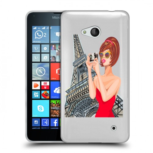 Полупрозрачный дизайнерский силиконовый чехол для Microsoft Lumia 640 Прозрачные париж