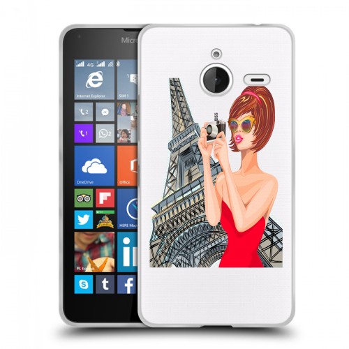 Полупрозрачный дизайнерский пластиковый чехол для Microsoft Lumia 640 XL Прозрачные париж