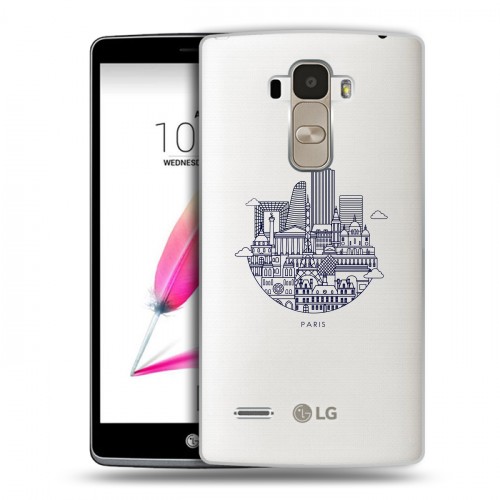 Полупрозрачный дизайнерский пластиковый чехол для LG G4 Stylus Прозрачные париж