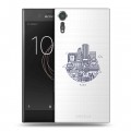 Полупрозрачный дизайнерский пластиковый чехол для Sony Xperia XZs Прозрачные париж