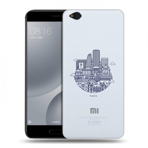 Полупрозрачный дизайнерский пластиковый чехол для Xiaomi Mi5C Прозрачные париж