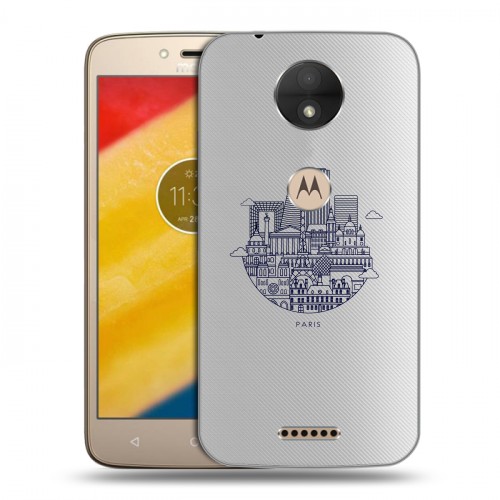Полупрозрачный дизайнерский пластиковый чехол для Motorola Moto C Прозрачные париж