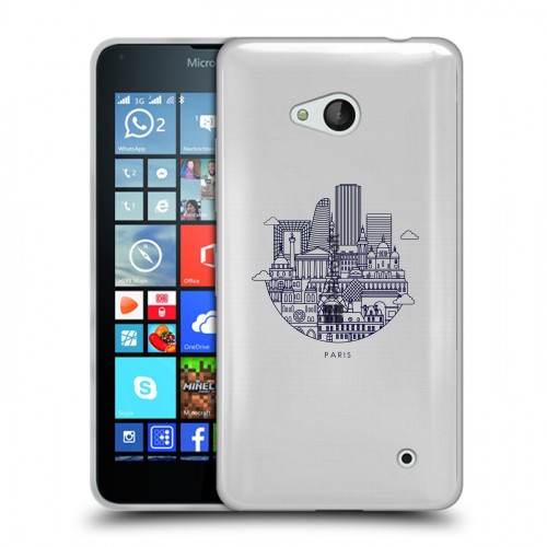 Полупрозрачный дизайнерский пластиковый чехол для Microsoft Lumia 640 Прозрачные париж