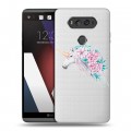 Полупрозрачный дизайнерский пластиковый чехол для LG V20 Прозрачные цветочки