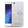 Полупрозрачный дизайнерский пластиковый чехол для Xiaomi RedMi 4A Прозрачные цветочки