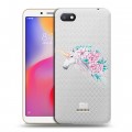 Полупрозрачный дизайнерский пластиковый чехол для Xiaomi RedMi 6A Прозрачные цветочки